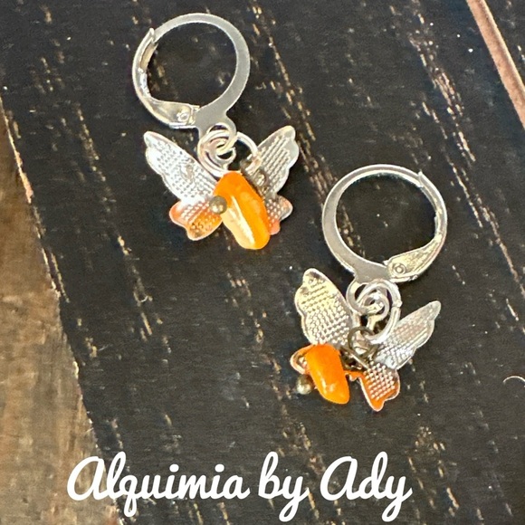 Alquimia Silver and mother of pearl shell charms Hoop Earrings - Picture 1 of 1